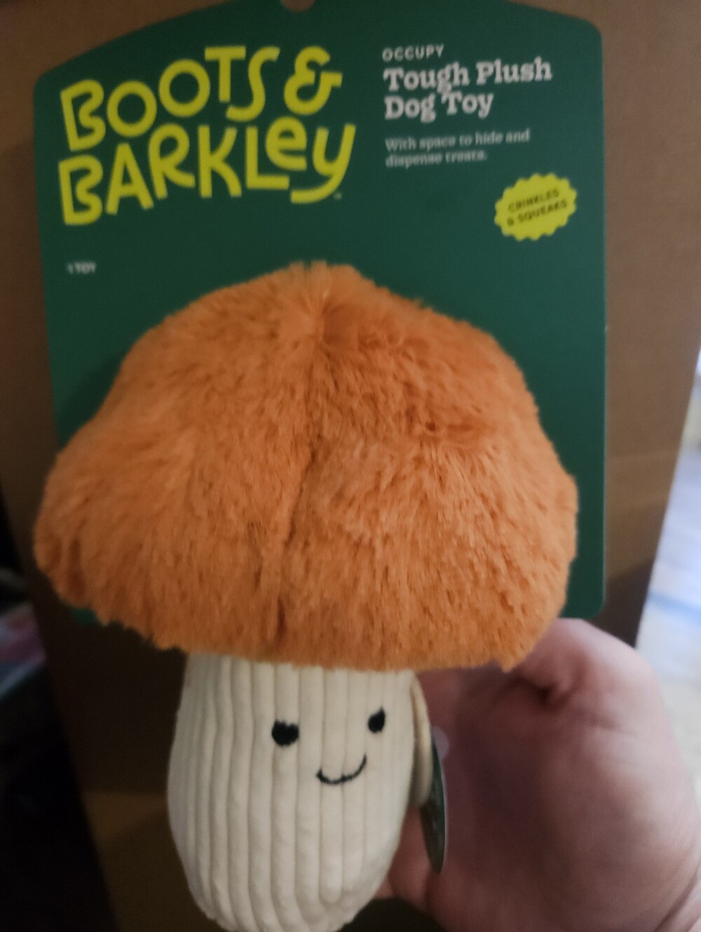 Boots and Barkley Tough Plush Dog Toy Mushroom: NEW